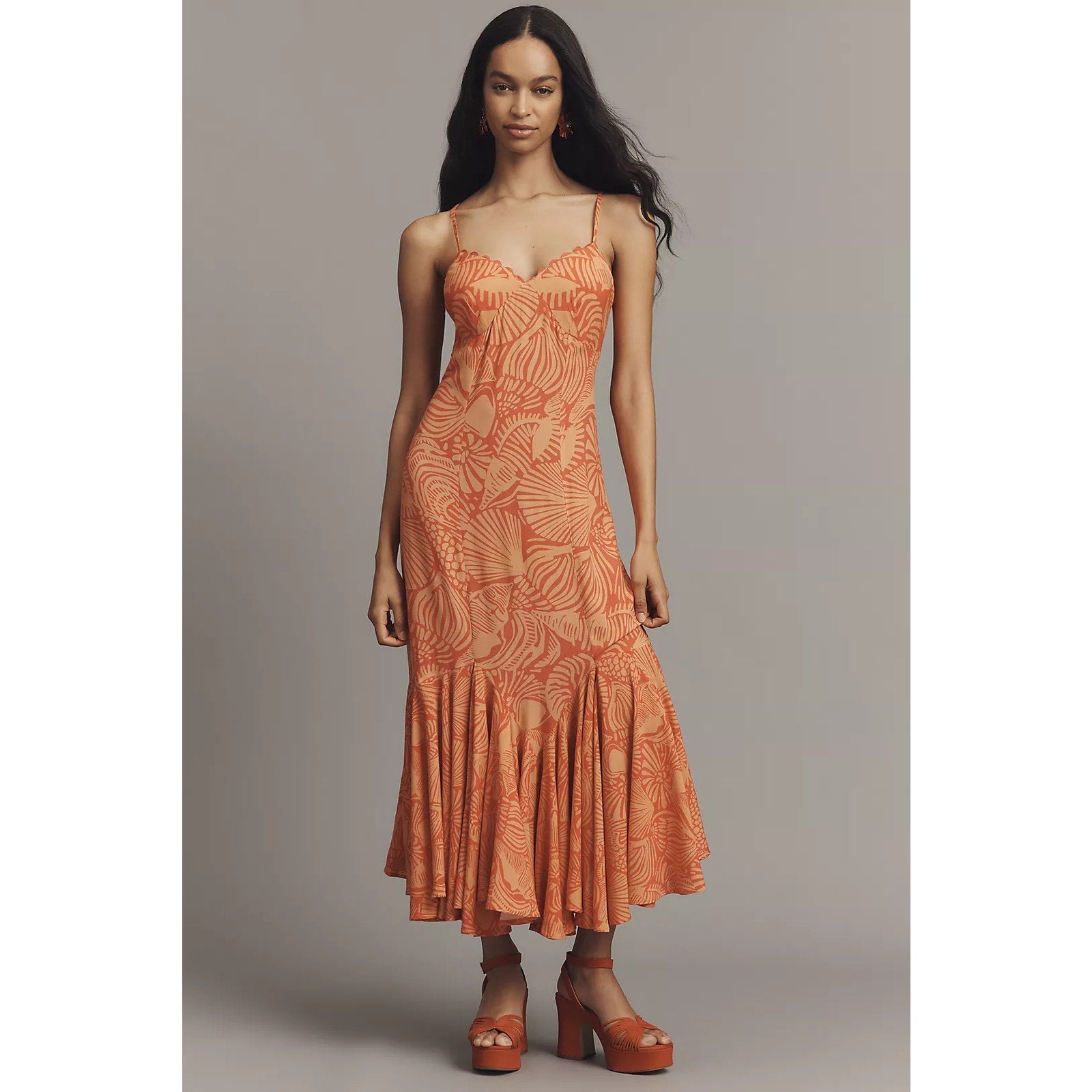 Anthropologie Conditions Apply Ellianna Ruffled Slip Maxi Dress X-LARGE Anthropologie