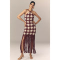 Anthropologie Saylor Dragana Crochet Fringe Midi Dress