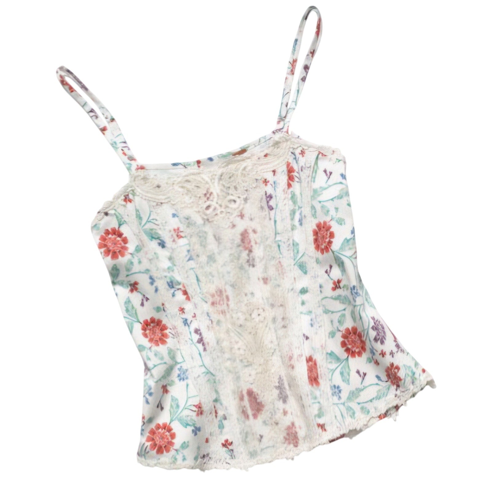New Free People Miss Lizzy Floral Corset Top $98 SIZE 2 White Zip Lace Detail