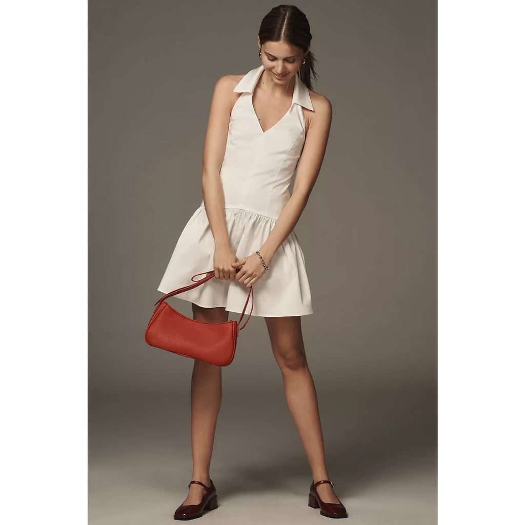 Anthropologie Maeve Halter Drop-Waist Mini Dress LARGE White Anthropologie