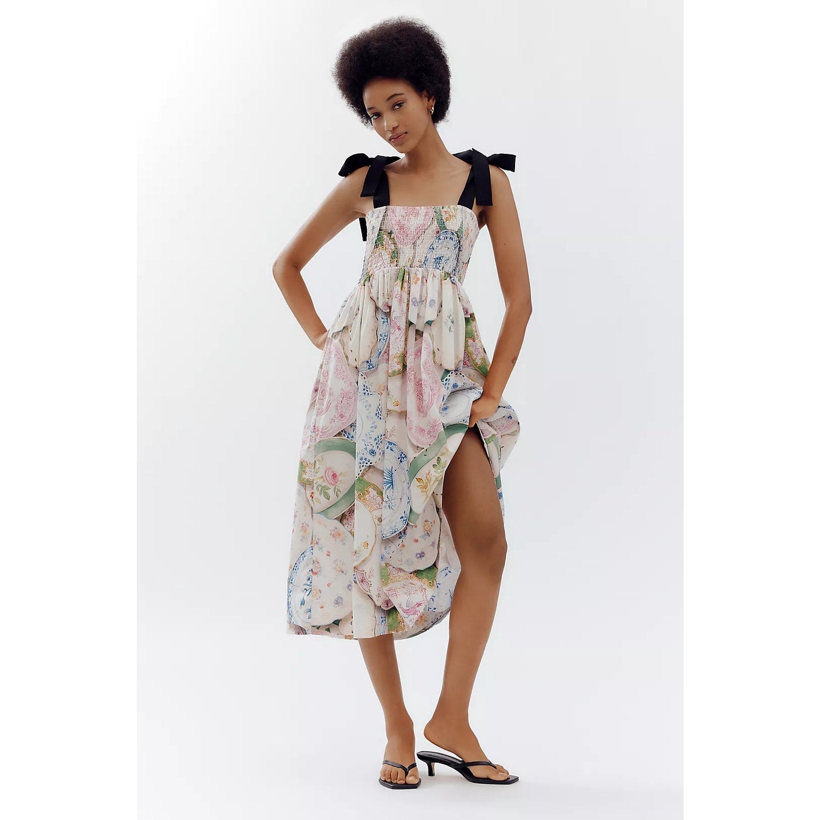 Anthropologie Antonoff Mindy Smocked Midi Dress