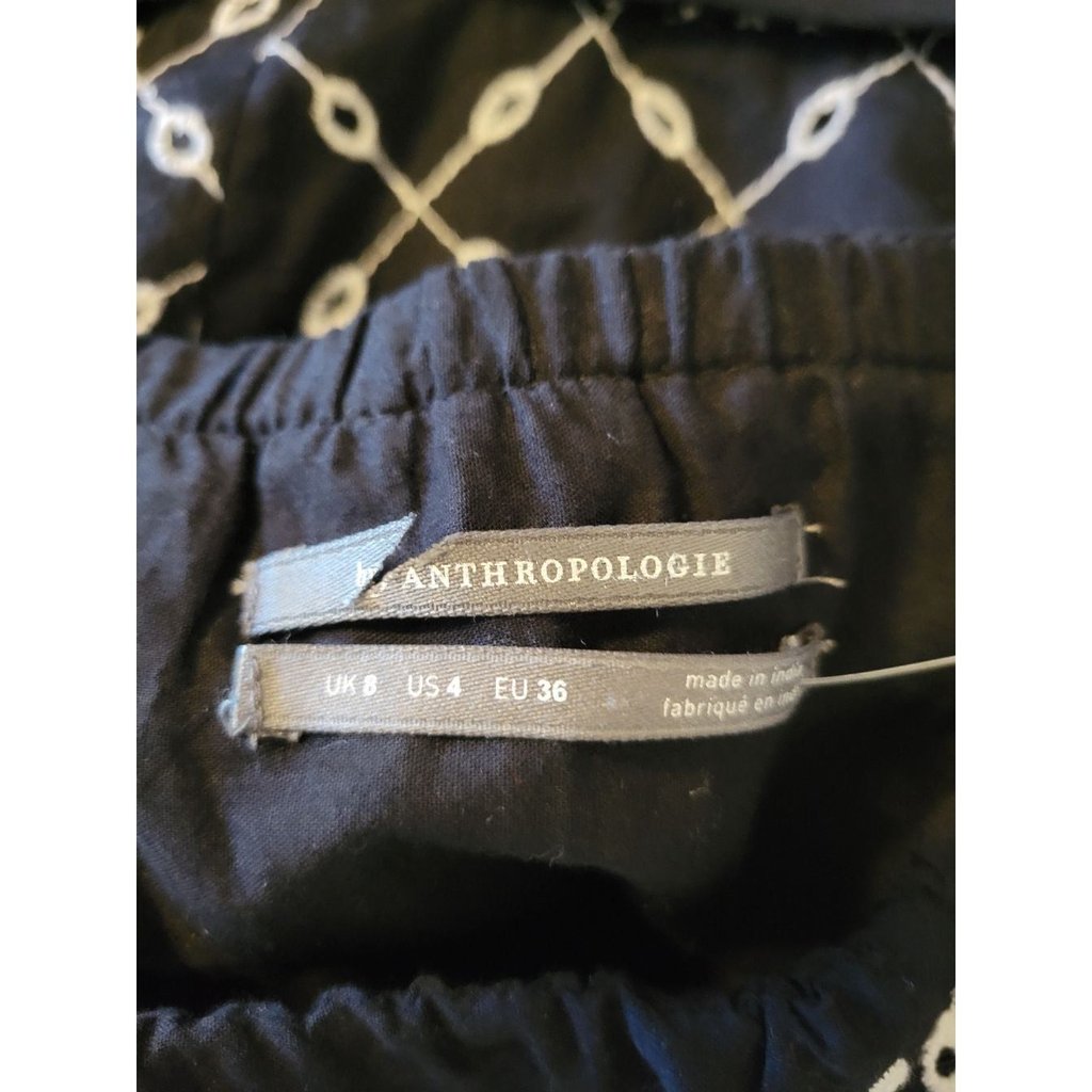 New Anthropologie Marisol Off the Shoulder Embroidered Midi Dress $230 B&W Sz 4