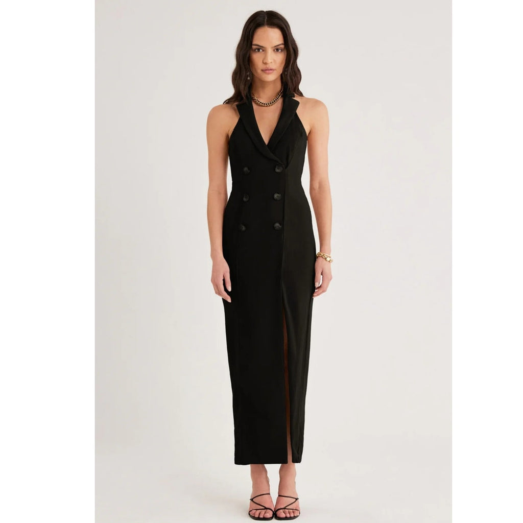 New Free People RUMER Arden Blazer Dress $499 AU XS / US 2 Black Maxi Halter