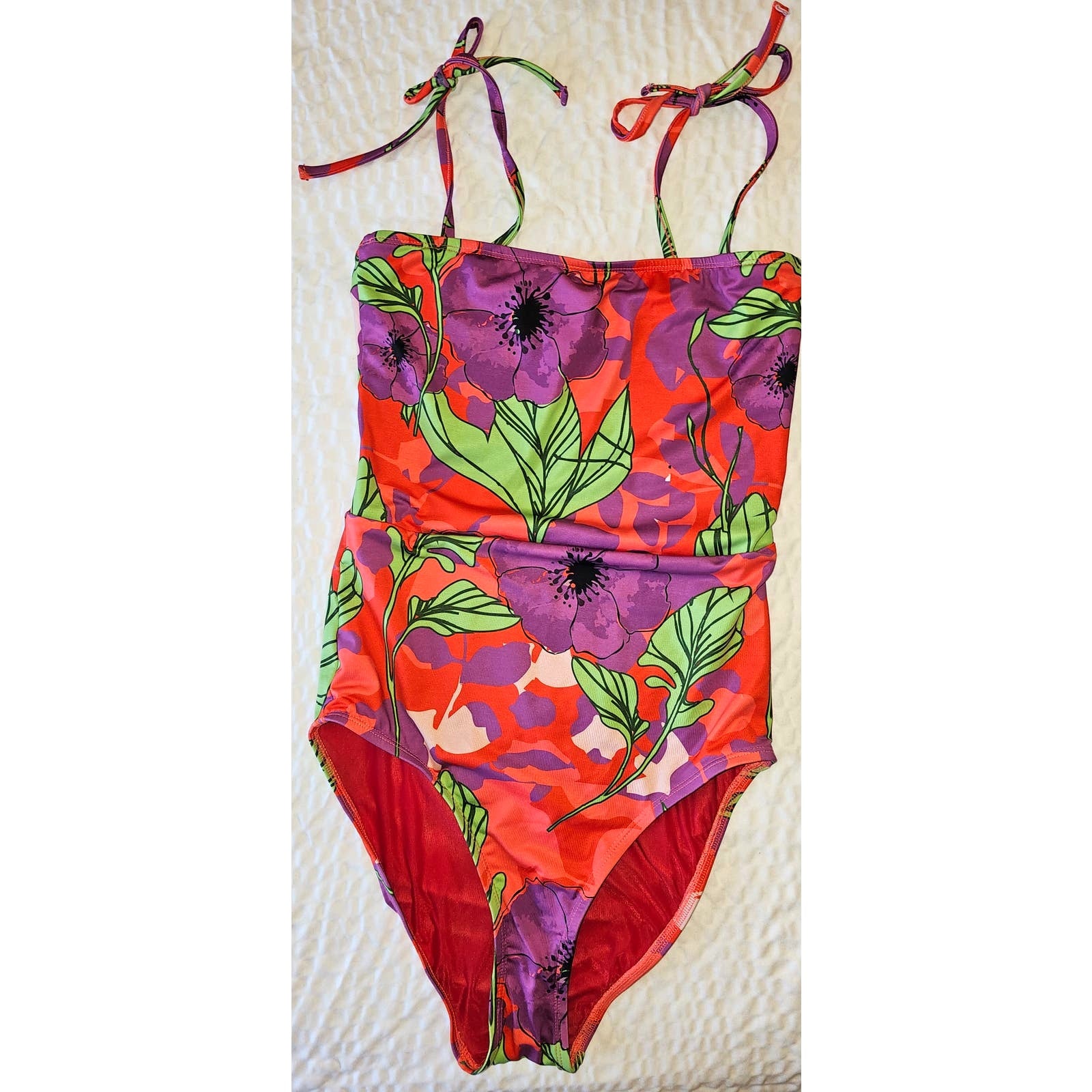 New Free People x Beth Richards Straight One-Piece Floral Swimsuit $250 SMALL