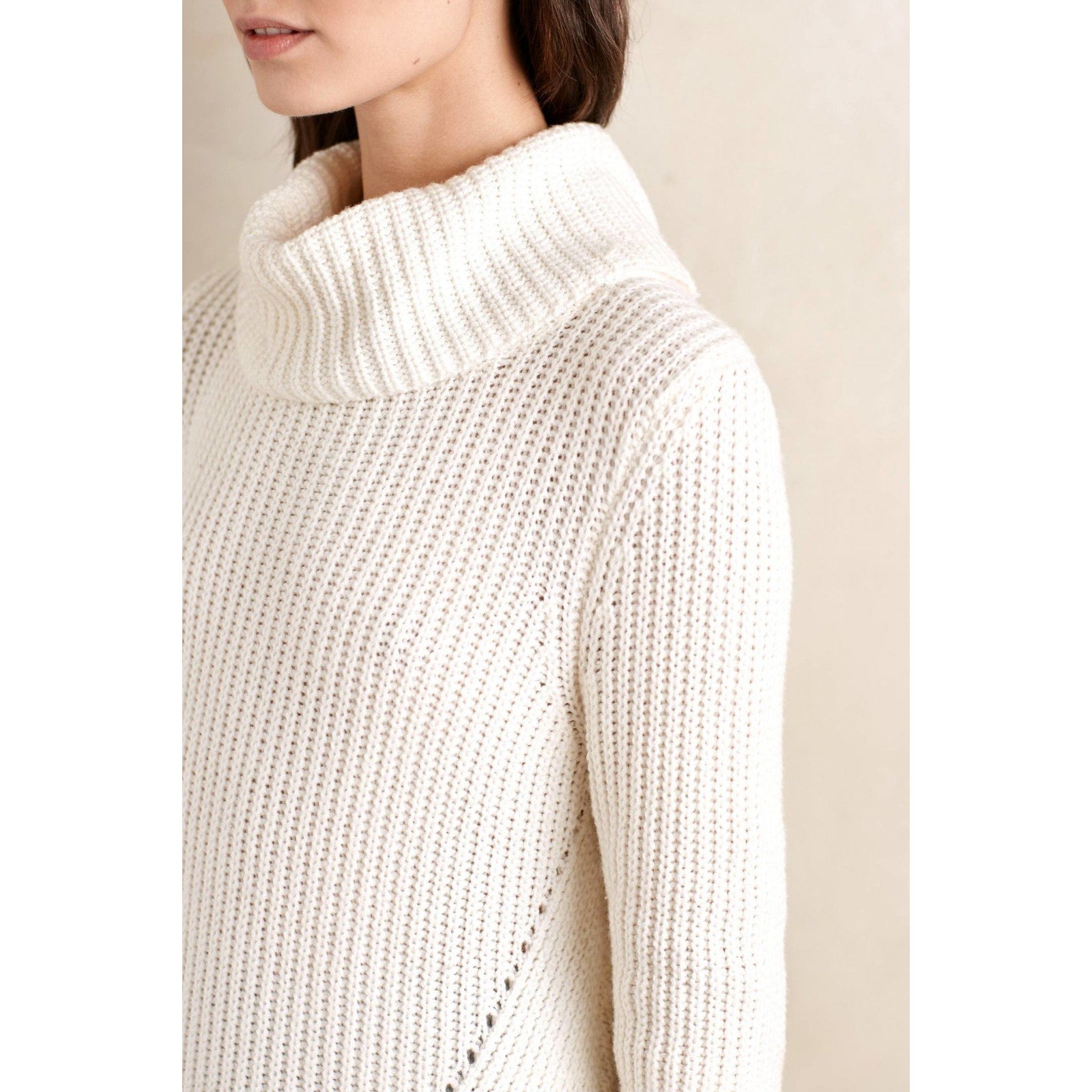 NEW Anthropologie $118 Moth Women's White High-low Turtleneck Size Small