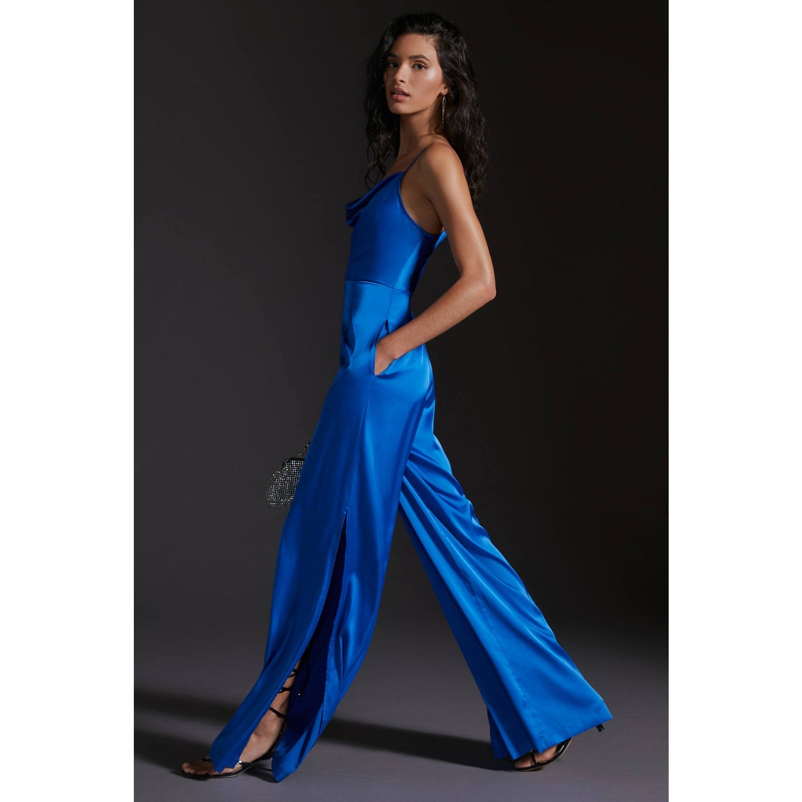 New Anthropologie Hutch Cowl Neck Jumpsuit $188 SIZE 4 Sapphire Special Occasion
