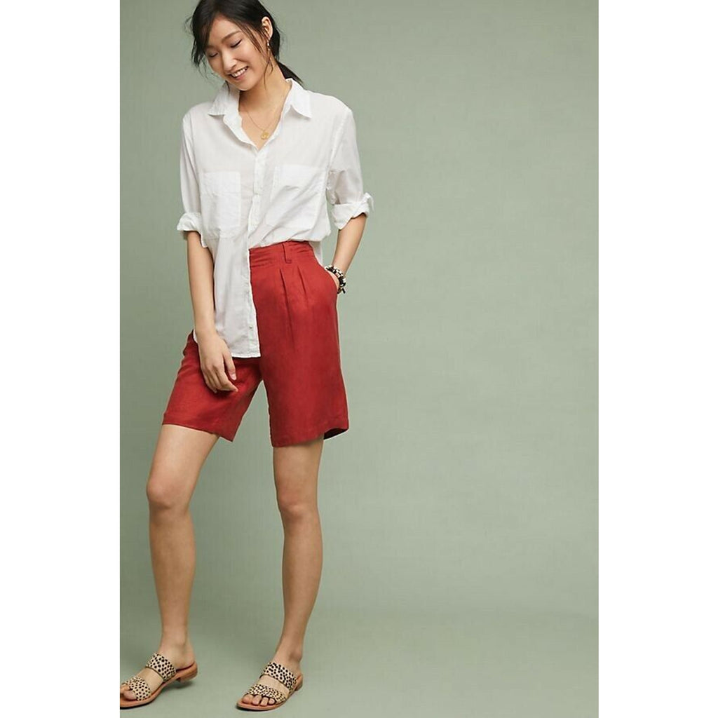 New Anthropologie Coastline Bermuda Shorts $98 RASPBERRY Size 24