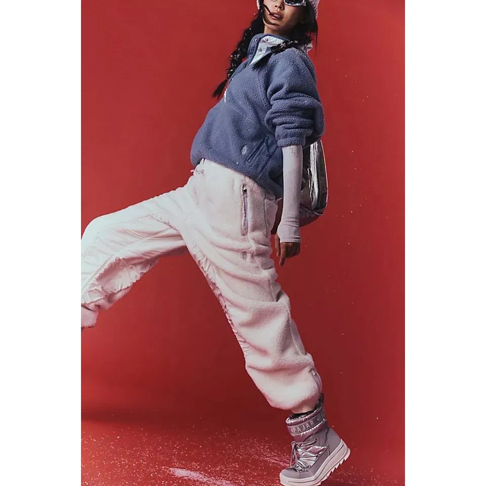 New FREE PEOPLE Sundown Fleece Jogger Style Pants $168 X-SMALL Ivory Sherpa