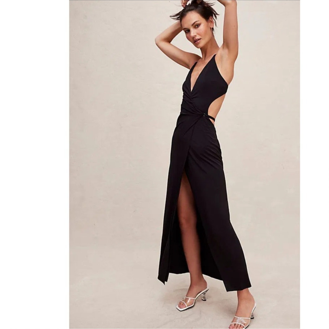 New FREE PEOPLE Bec + Bridge Zadie Wrap Maxi Dress $330 US SIZE 10 Black Cutout