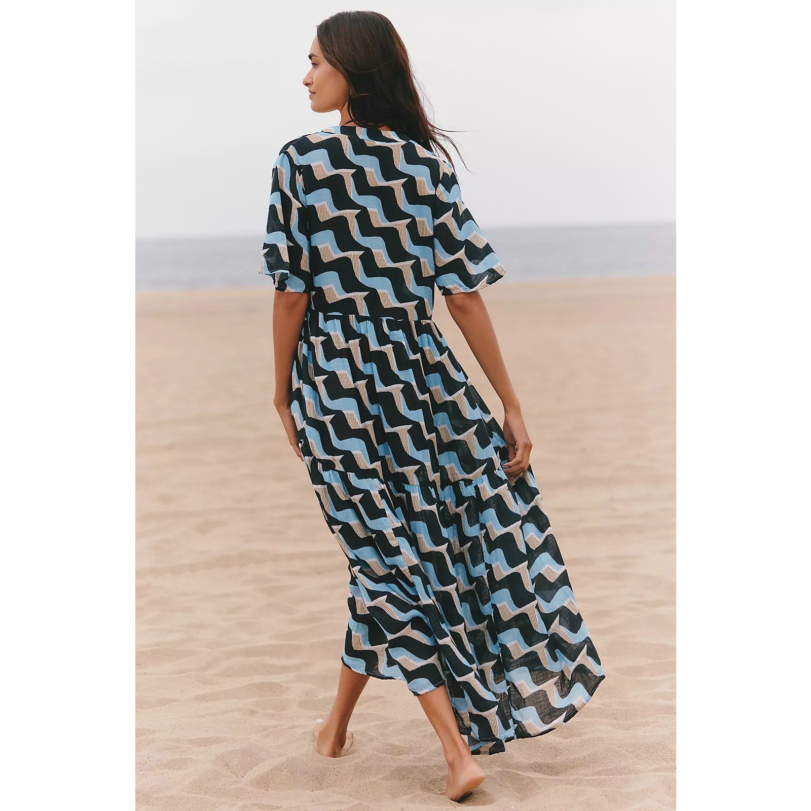 Anthropologie Celandine The Kallie Flowy Maxi Dress S Blue Resortwear Anthropologie