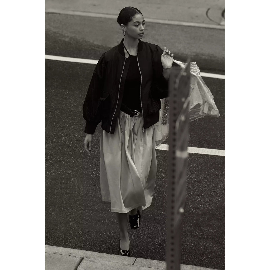 New Anthropologie x Avec Les Filles Oversized Bomber Jacket $178 Medium Black