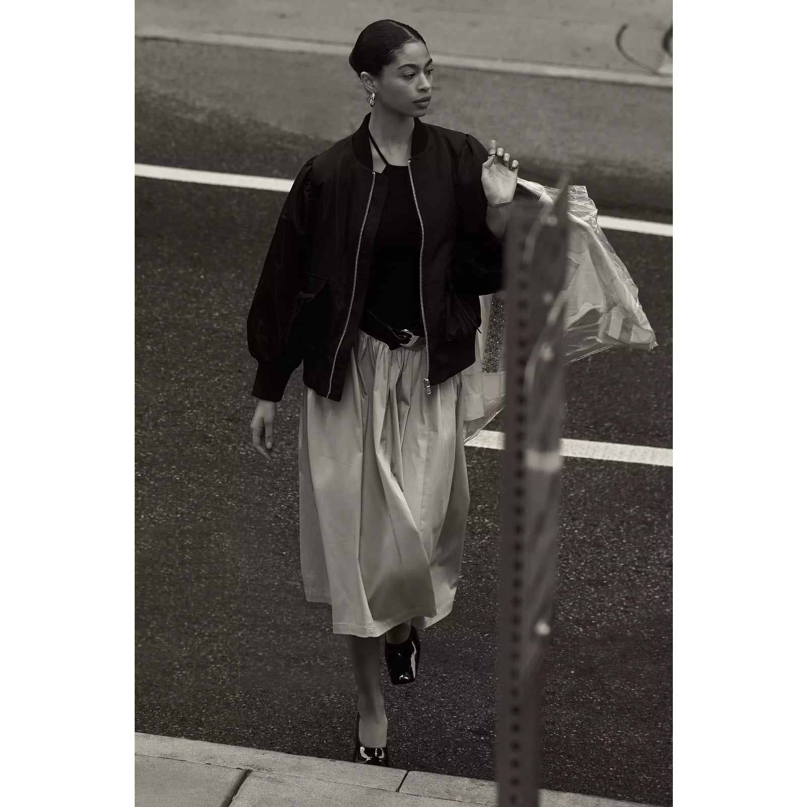 New Anthropologie x Avec Les Filles Oversized Bomber Jacket $178 Medium Black