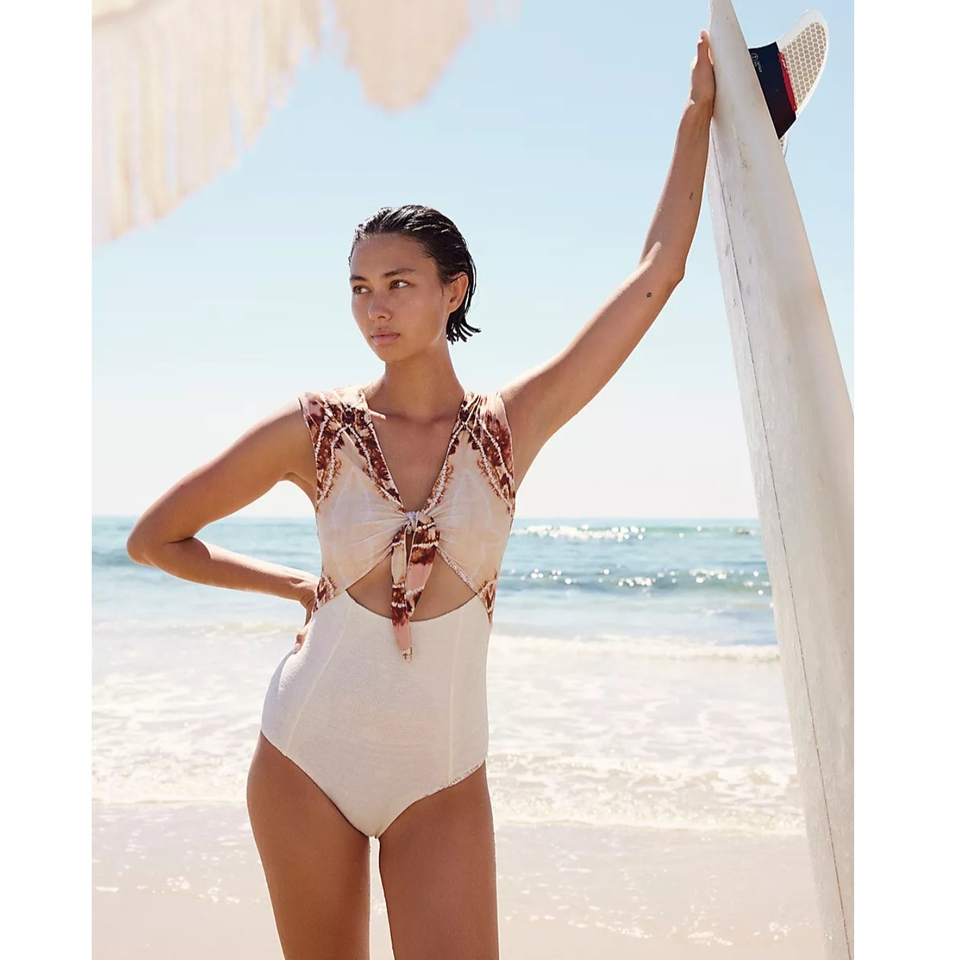 New FREE PEOPLE Resin Obsidian Paisley Surf Suit $185 LARGE Brown Motif