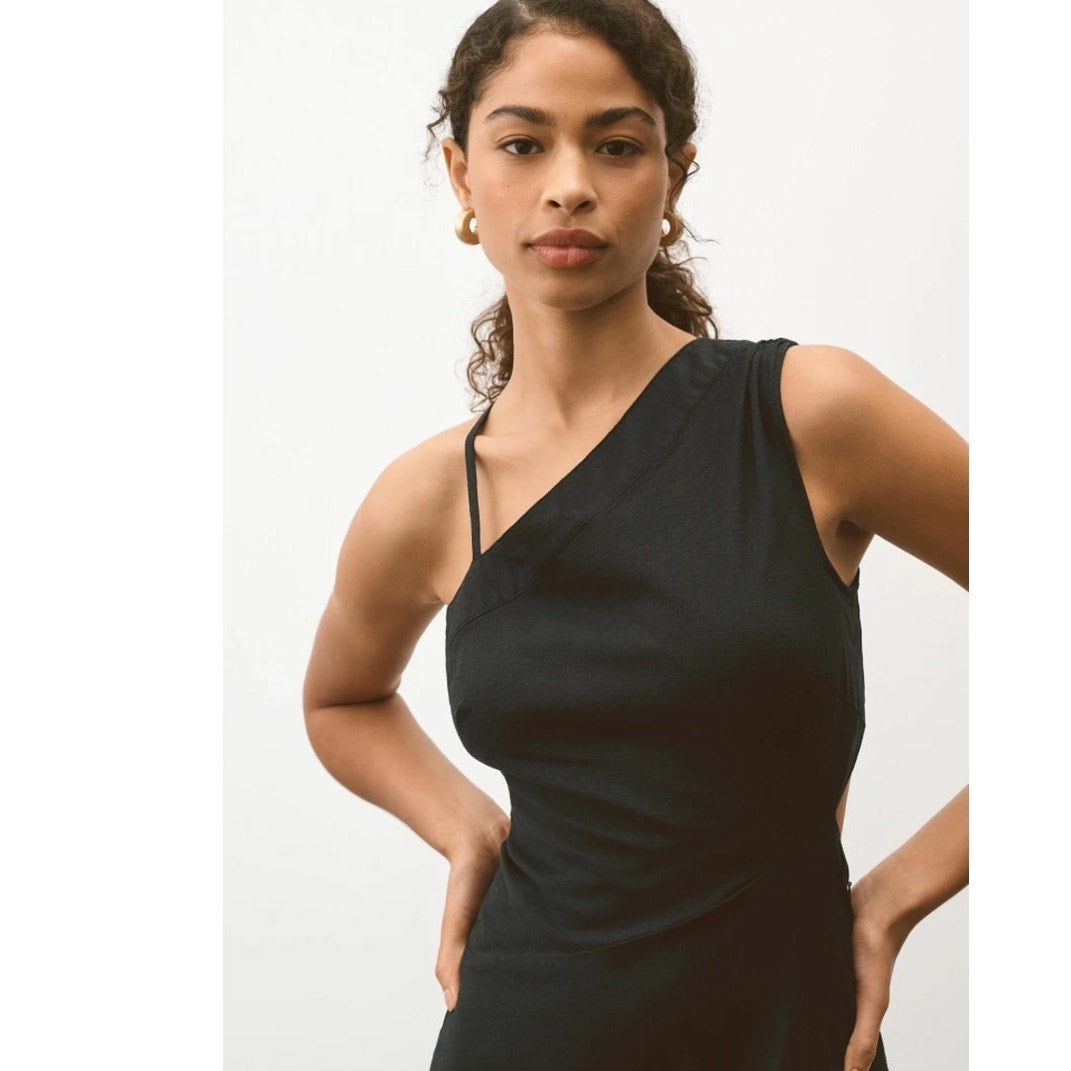 New By Anthropologie Sleeveless Asymmetrical Open-Back Linen Midi Dress $178   6