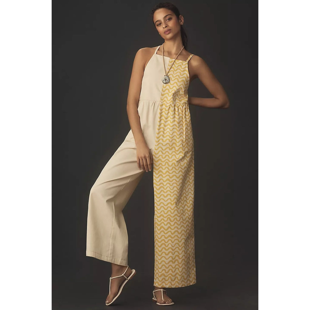 New ANTHROPOLOGIE Rita Row Neo Sleeveless Square-Neck Jumpsuit $323 Small Yellow