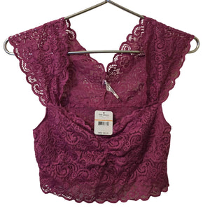 New Free People Intimately Chase Me Lace Brami Feather $48 Fuschia Small Floral