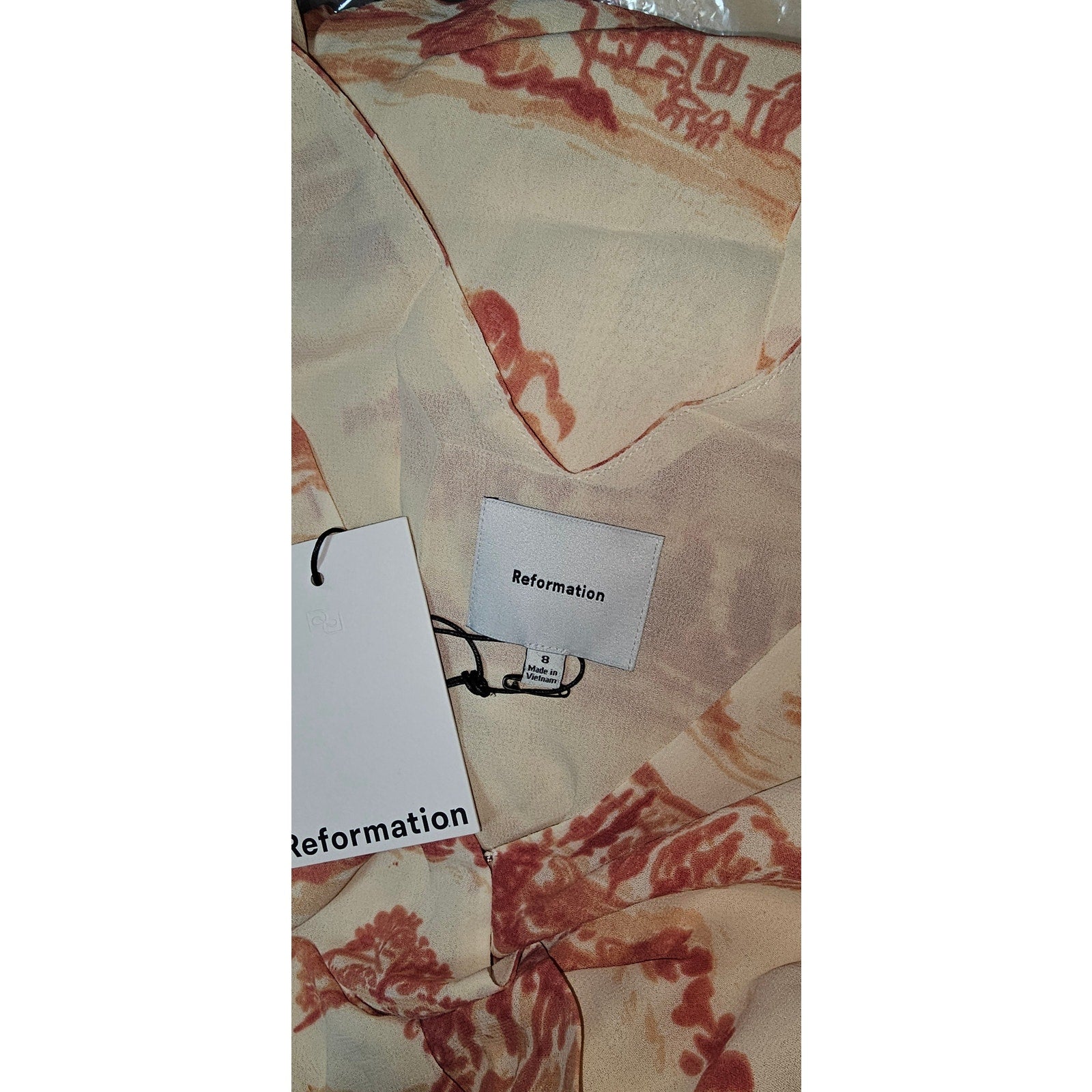 Anthropologie Reformation Farah Sleeveless V-Neck Midi Dress $248 Sz 8 Ivory