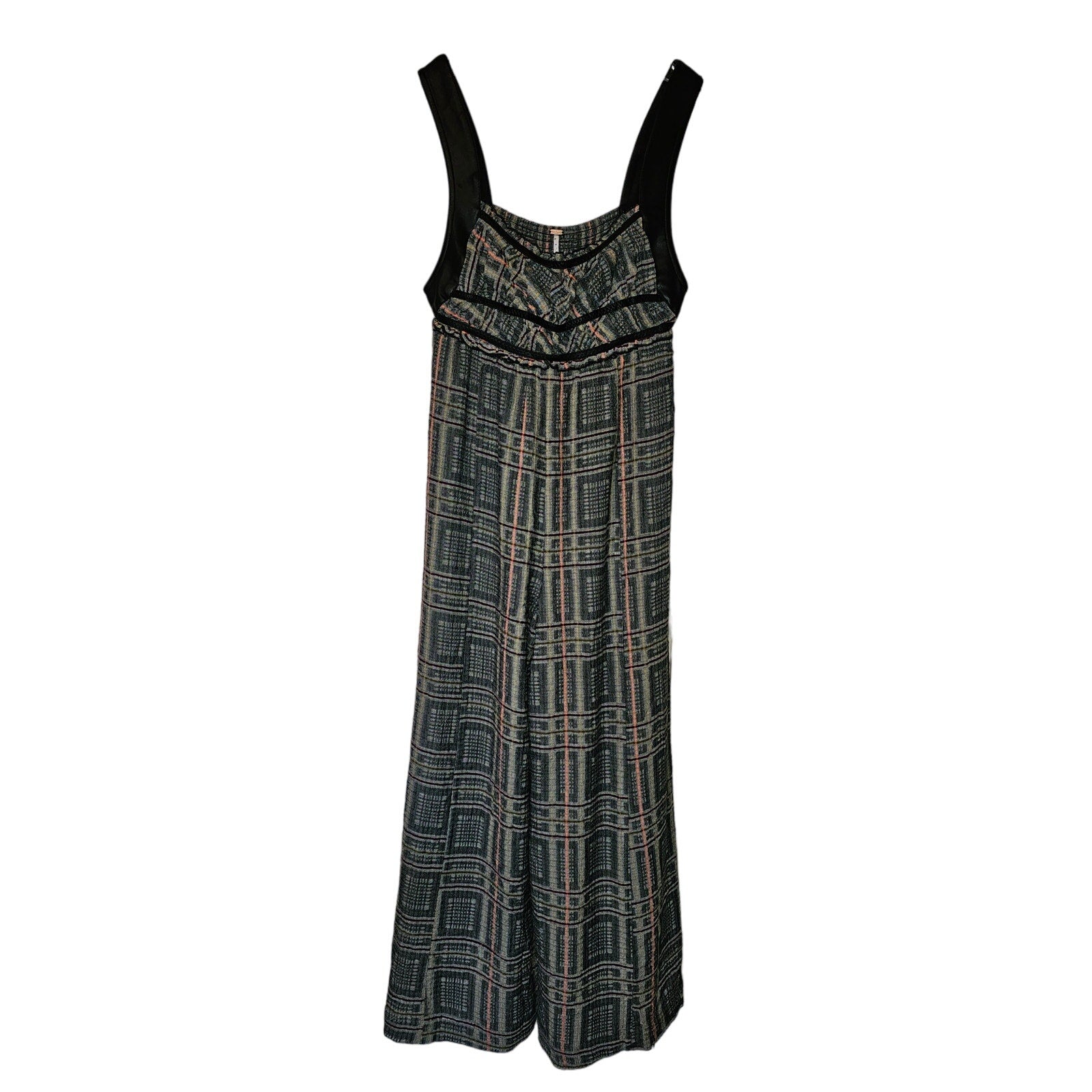 New Free People Marley Plaid One-Piece Wide-Leg Jumpsuit $188 SMALL