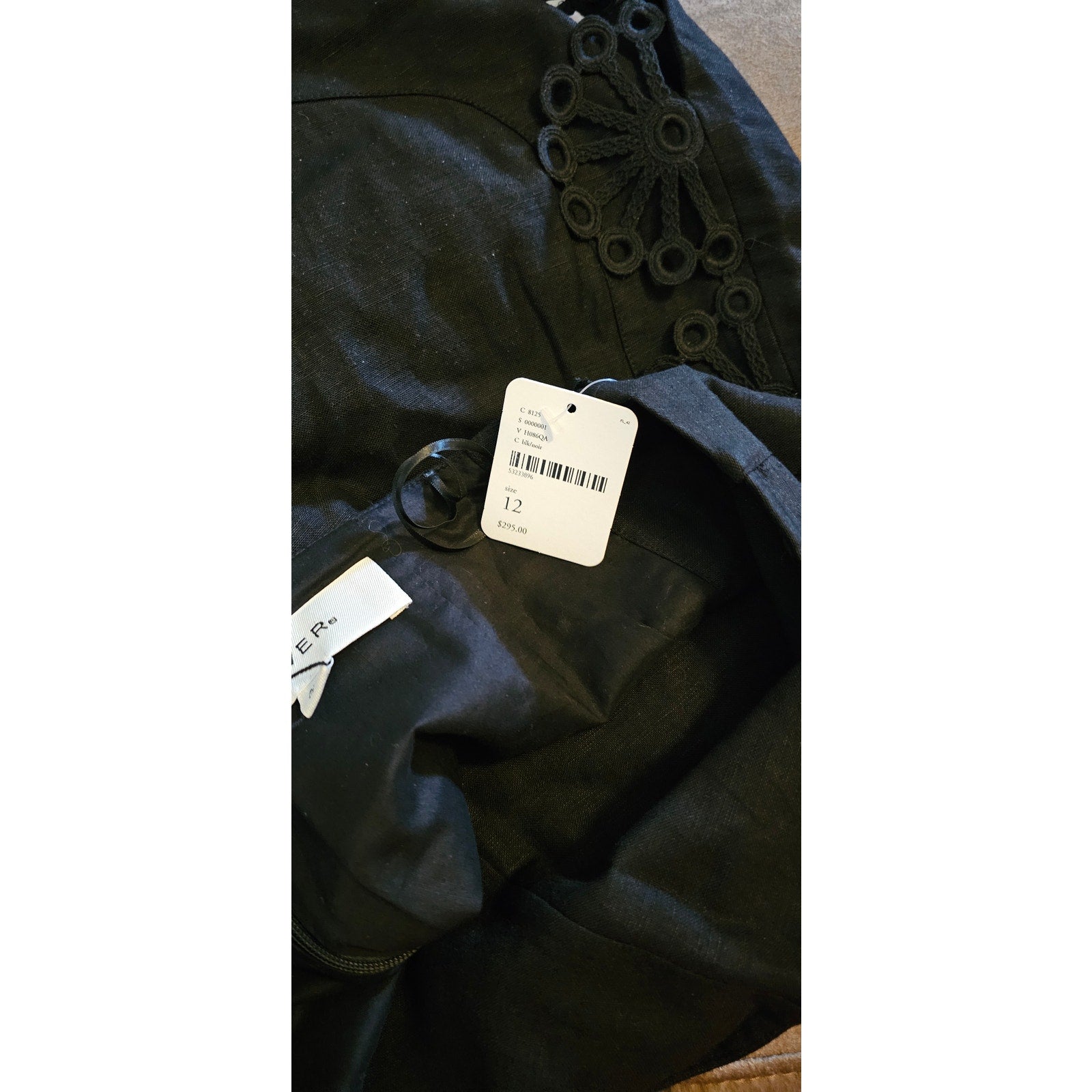 New FREE PEOPLE Lover Linen Shorts SCALLOPED LACE TRIM $295 SIZE US 8 Black