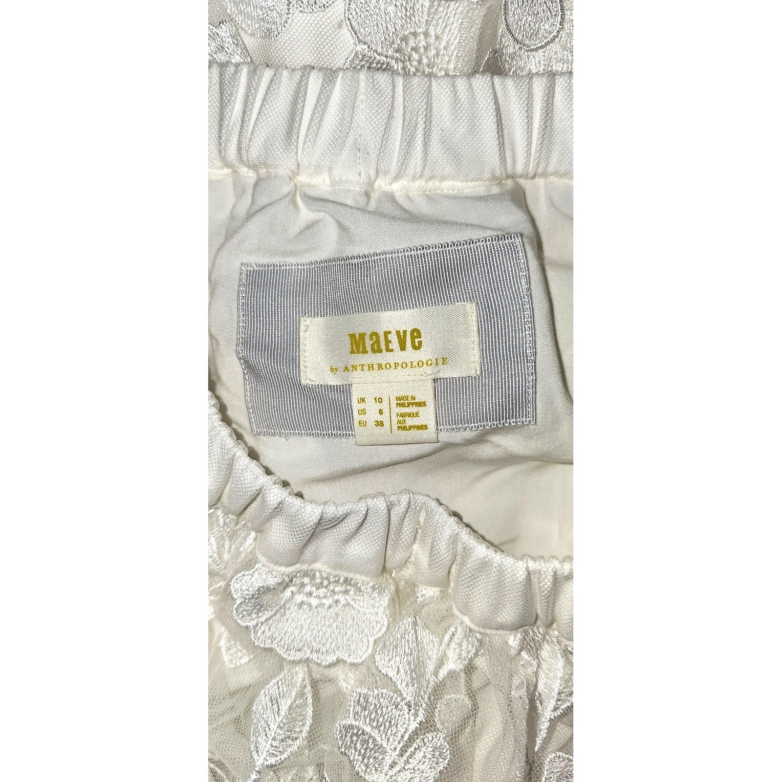 New Anthropologie Maeve Floral Appliqué Maxi Skirt $298 SIZE 6 White Midi Length