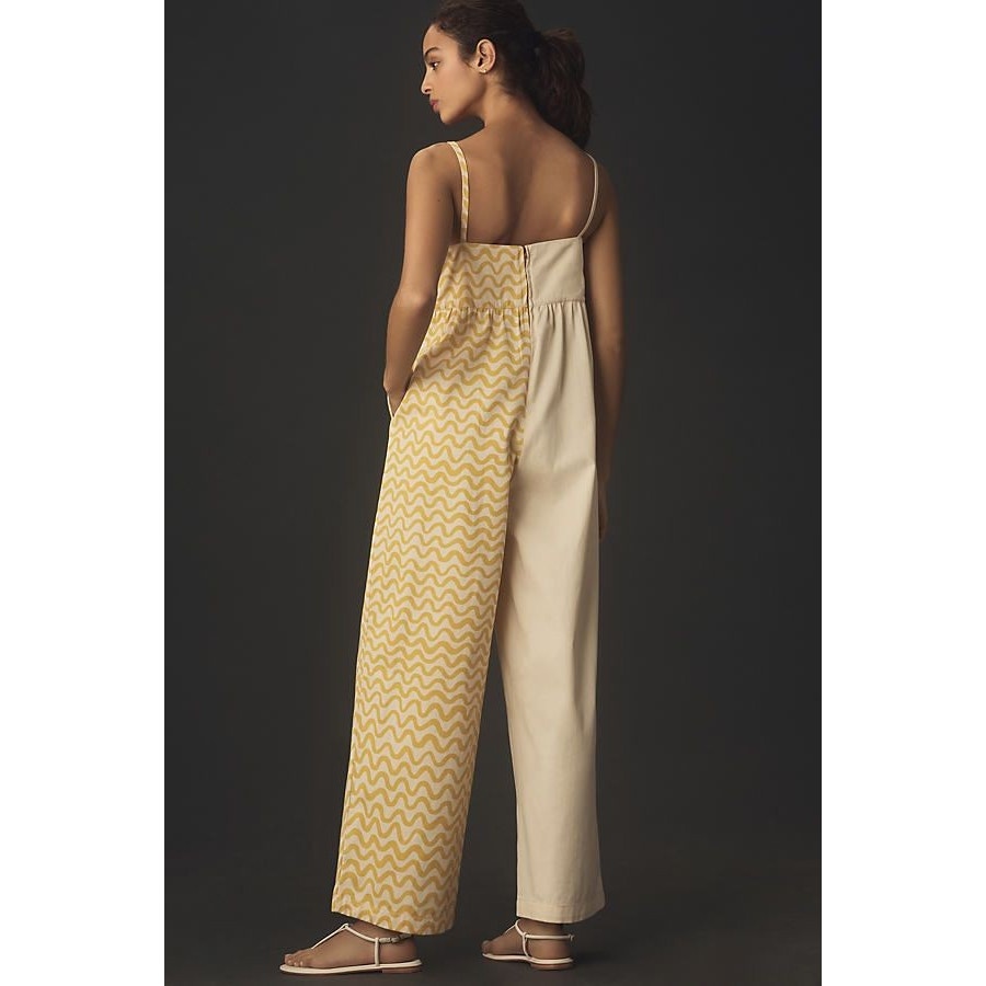 New ANTHROPOLOGIE Rita Row Neo Sleeveless Square-Neck Jumpsuit $323 Small Yellow