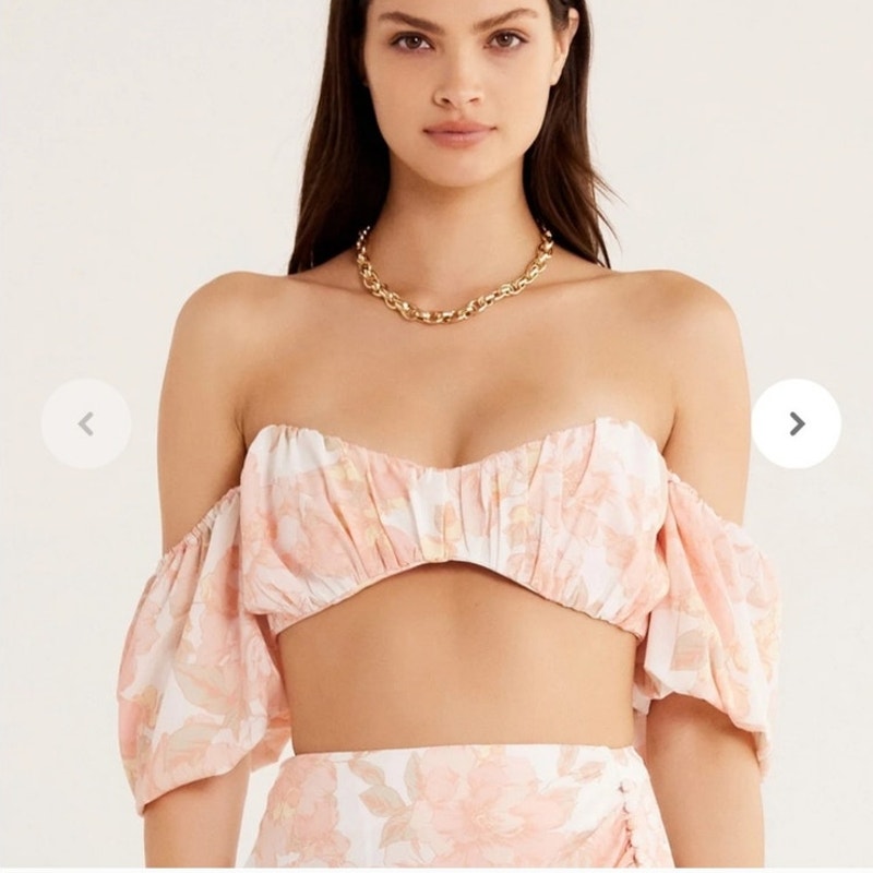 New Free People RUMER Isola Set $488 XL-US 10  Pink Floral ON/OFF THE SHOULDER