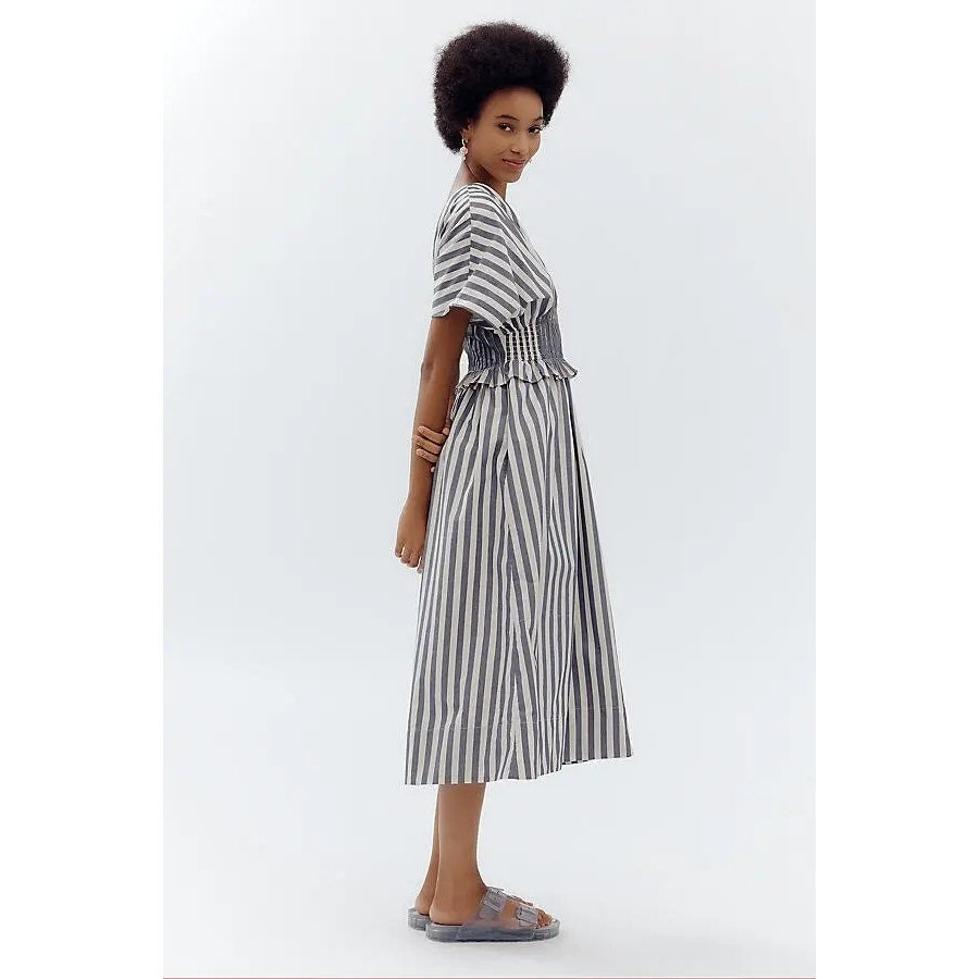 Anthropologie V-Neck Zip-Front Midi Dress