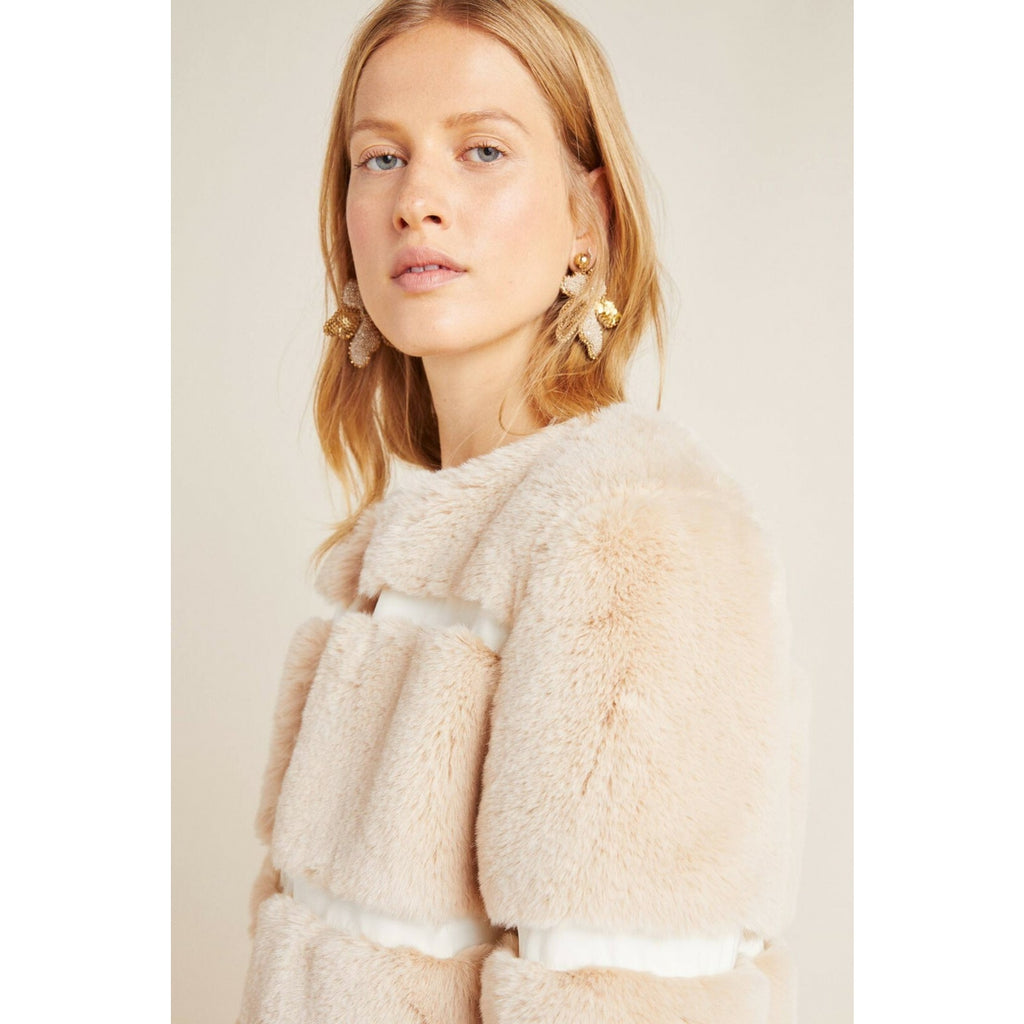 NEW Anthropologie $250 Arielle Faux Fur Jacket By Keepsake Size 4