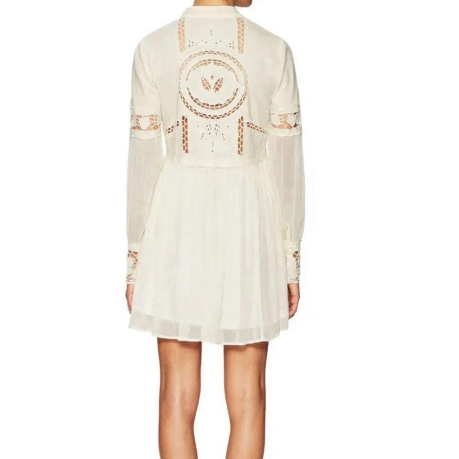 New Free People In Dreamland Cutwork Embroidered Mini Dress $168 Size 2 Black