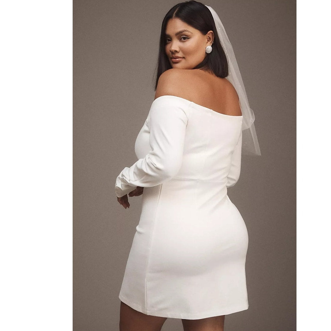 Anthropologie BHLDN Gianna Off-The-Shoulder Twofer Dress $160 SMALL Ivory