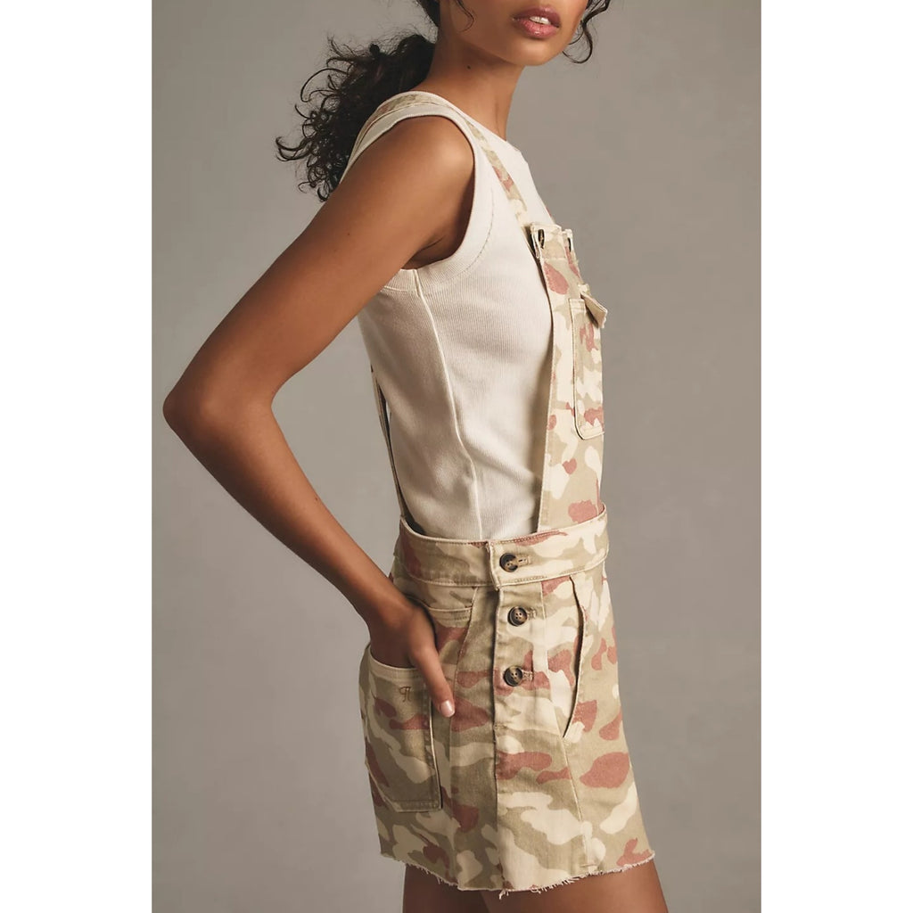 Anthropologie Pilcro Camo Overalls Romper $118 Medium Green
