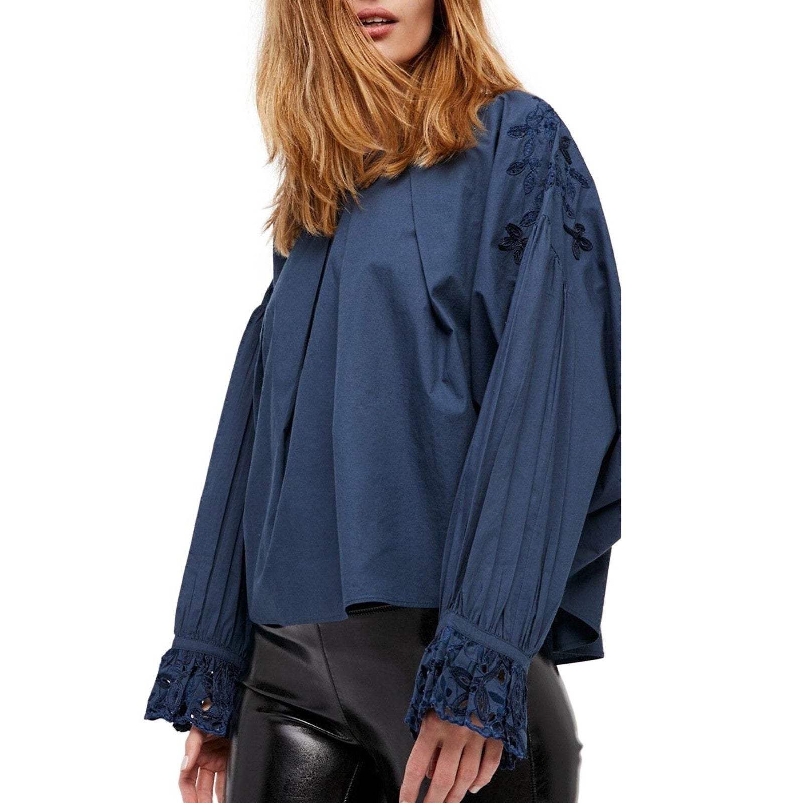 Free People Wishing  Well Dolman Sleeve Embroidered Blouse