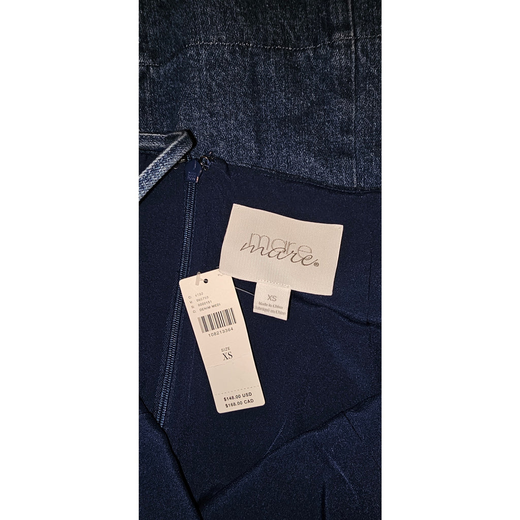 Anthropologie Mare Mare Cotton Denim Square-Neck Mini Dress XS/S Blue Anthropologie