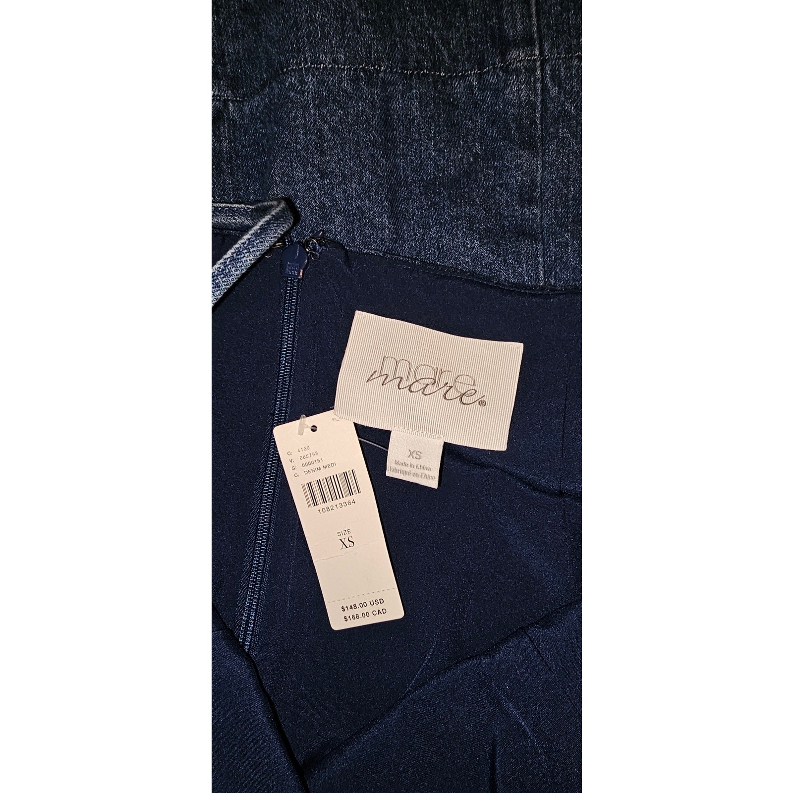 Anthropologie Mare Mare Cotton Denim Square-Neck Mini Dress XS/S Blue Anthropologie