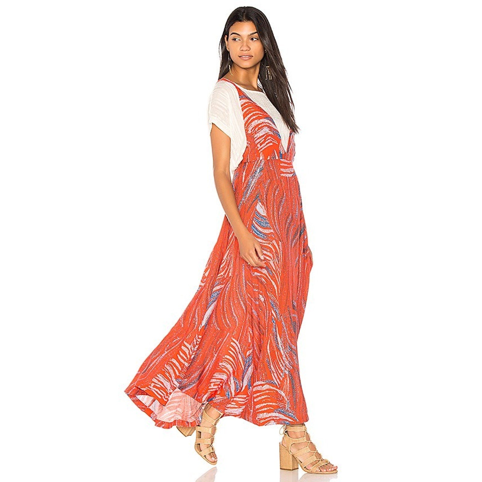 NEW Free People A Thousand Kisses Crew Neck Maxi Dress $198 Size Small Abstract