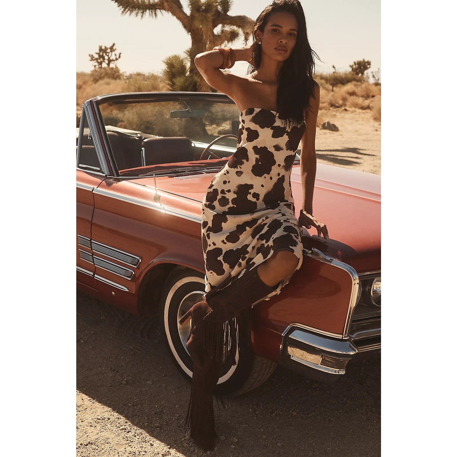 Anthropologie The Tilda Slip Midi Dress MEDIUM Brown Motif Anthropologie
