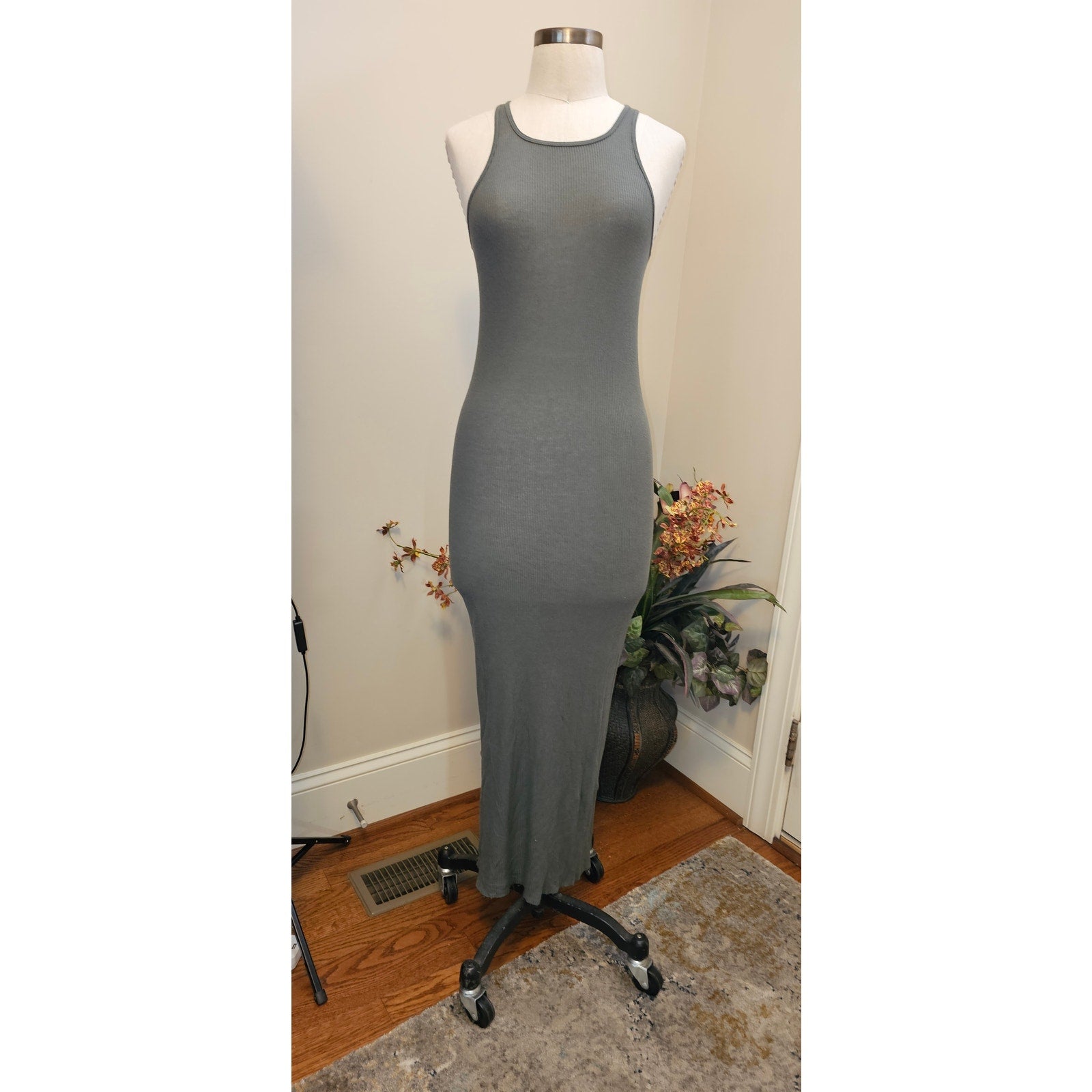 Rick Owens DRKSHDW Brown Ribbed Tank Slip Dress IT 44 US 10 Jade (6/8) Rick Owens