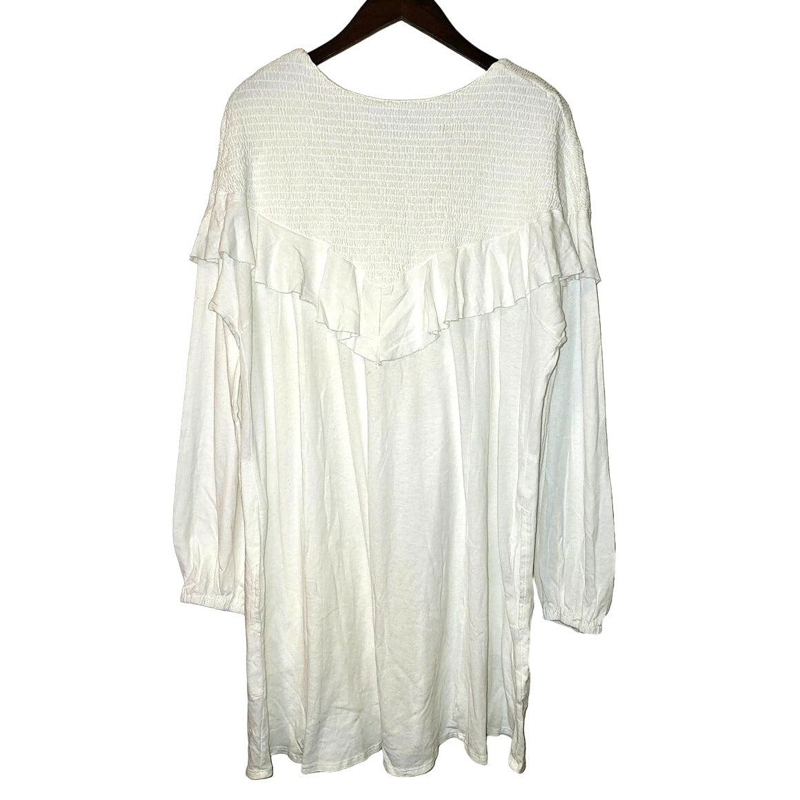 New Free People BEACH Aurora Mini Dress $88 free-est LARGE White Smocked