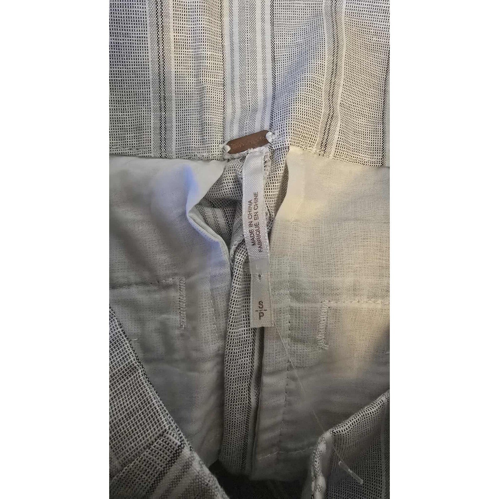 New Free People Austin Striped Linen Blend Shorts $88 Size Small Gray