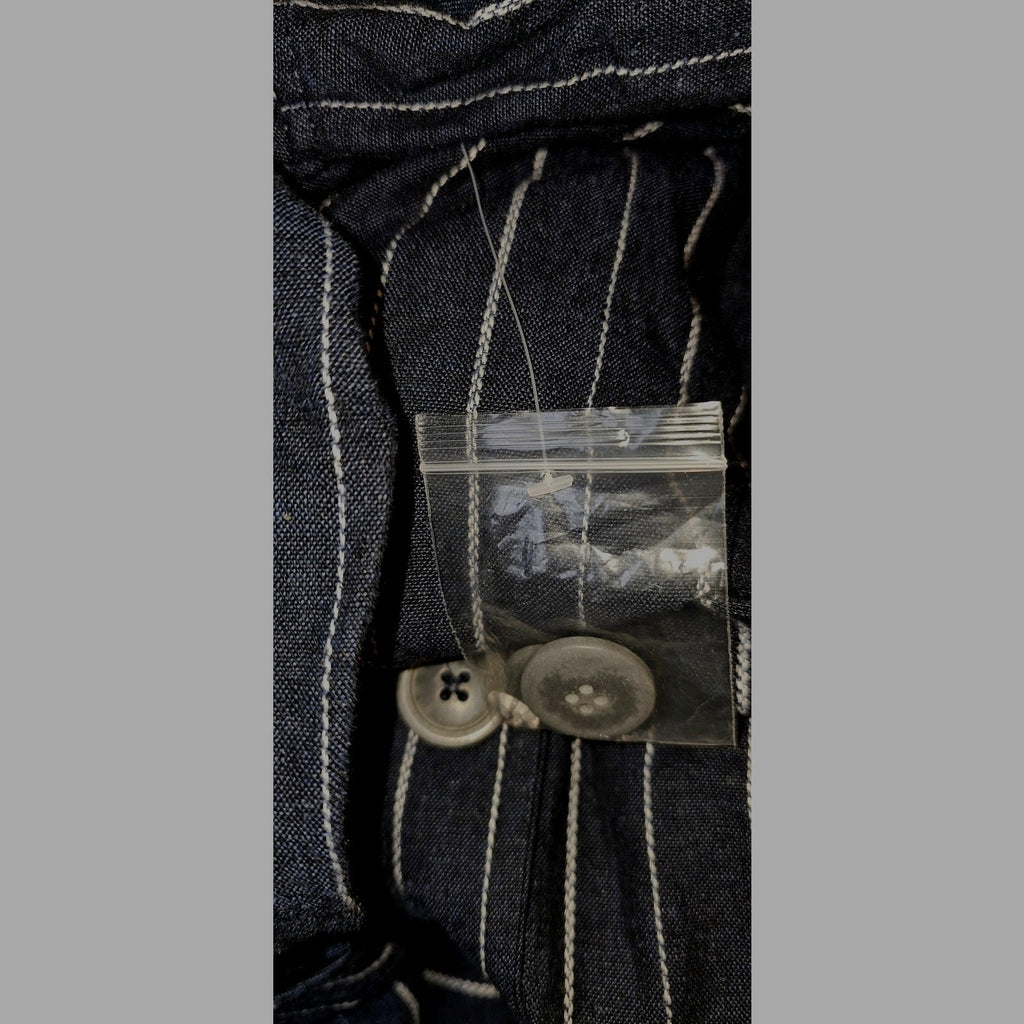New Free People Melia Mac Coat WTF $228 LARGE Blue Striped Vintage-Inspired