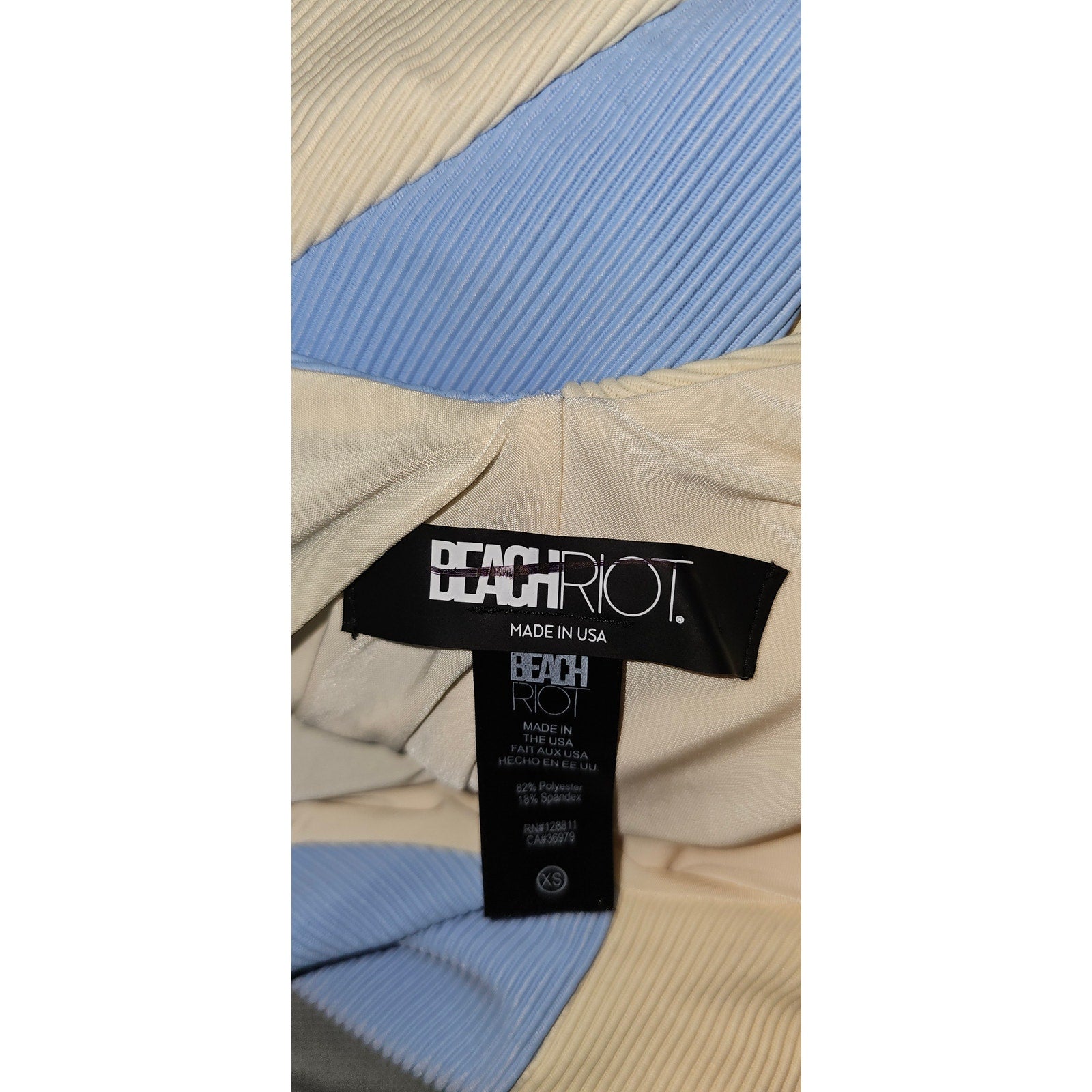 New FREE PEOPLE Beach Riot Bree Ribbed One-Piece $168 X-SMALL Blue/Ivory