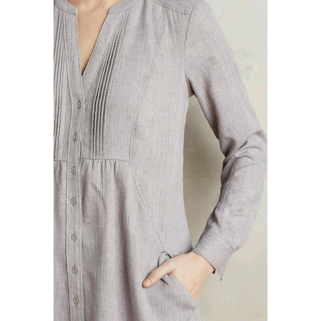 NEW Anthropologie Sojourn Long Sleeve Tunic By Vanessa Virginia $118 Sz 4 Gray