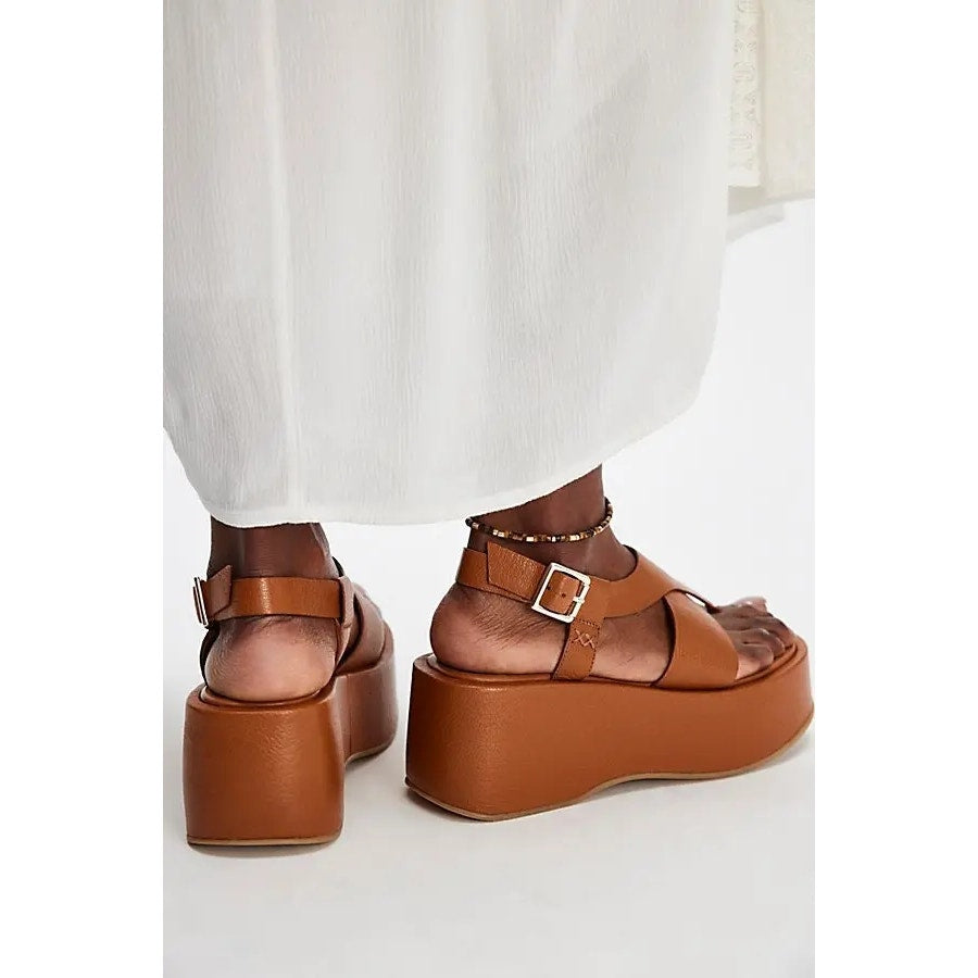 Free People Holt Flatform Sandals US SIZE 8.5 Cognac Brown Free People