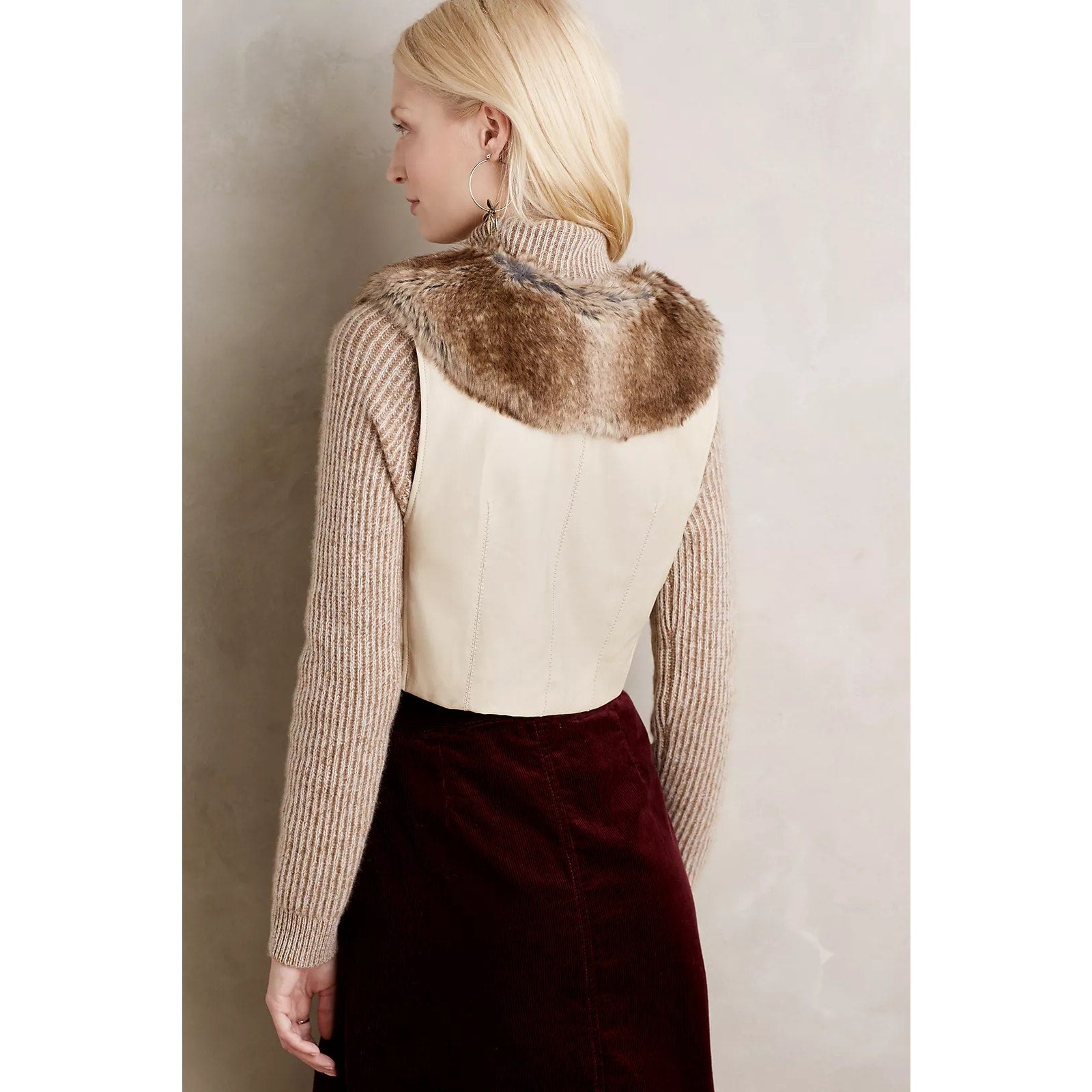 Anthropologie Artio Faux-Fur Leather Vest