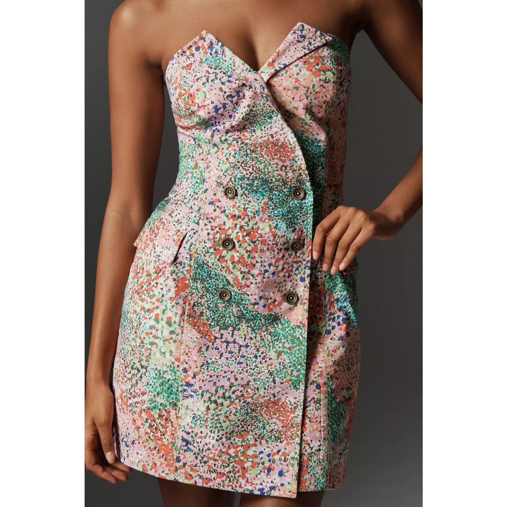 Anthropologie Maeve Strapless Blazer Shift Mini Dress Small Multicolor Anthropologie