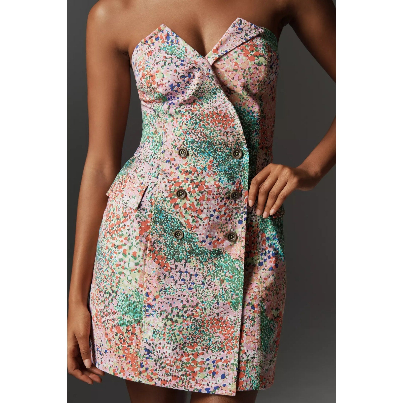 Anthropologie Maeve Strapless Blazer Shift Mini Dress Small Multicolor Anthropologie