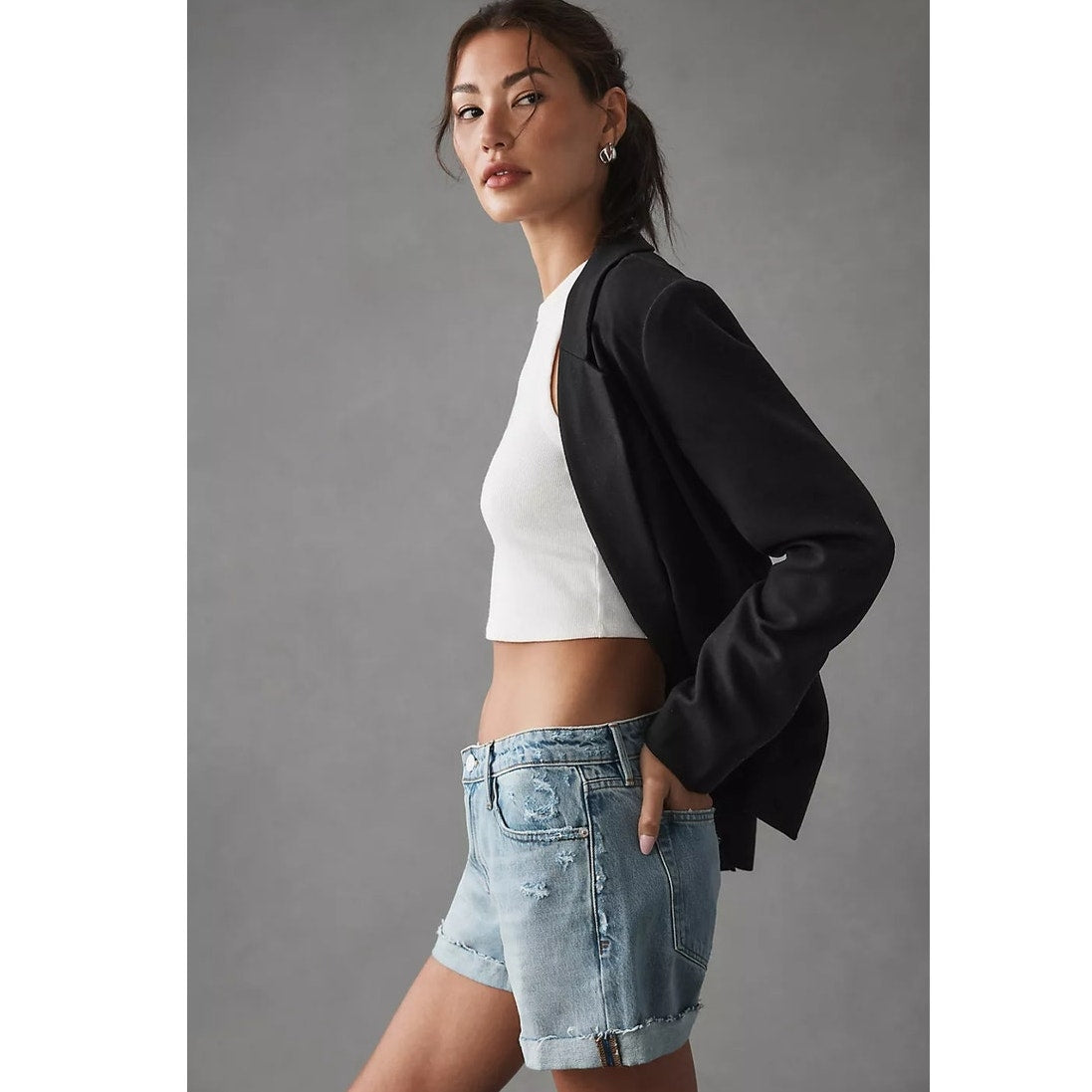 New ANTHROPOLOGIE Frame Le Grand Garcon Shorts $198 SIZE 31 Vintage Denim