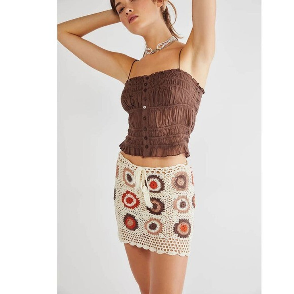 New Free People FLOOK Marni Crochet Mini Skirt $138 XS