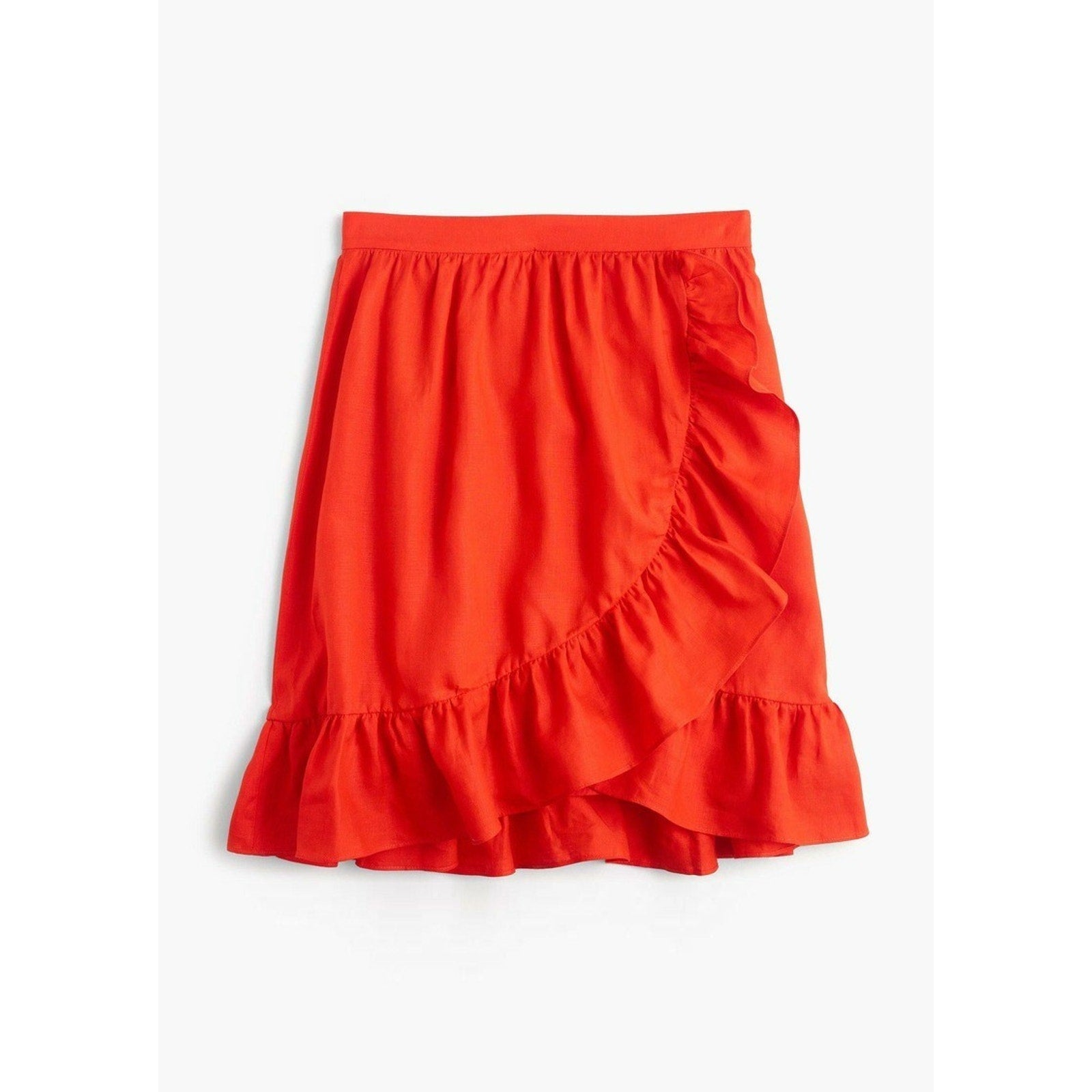 NEW J Crew Orange Linen Ruffle Mini Skirt Size 10