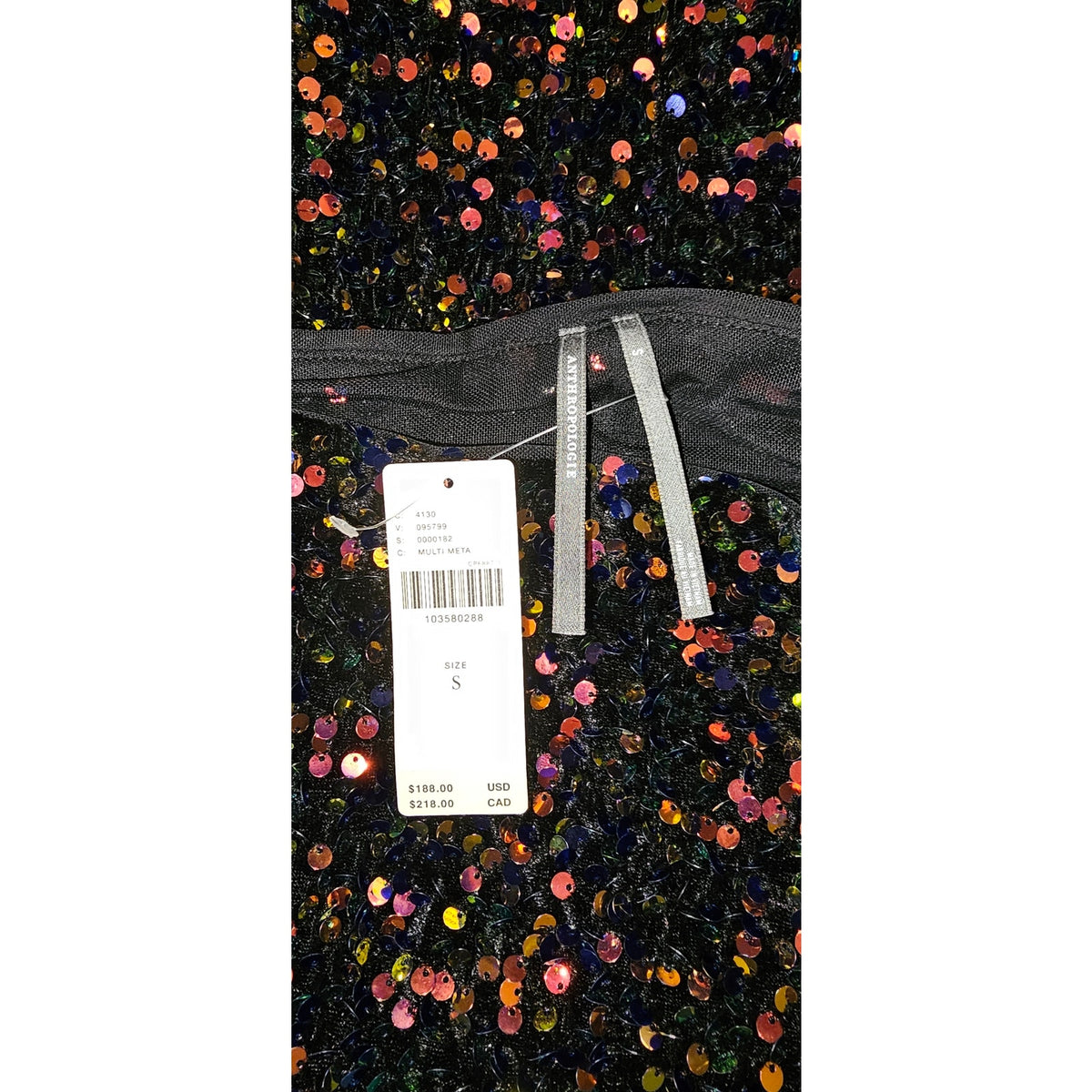 Anthropologie The Maya Ruched Cowl-Neck Sequin Mesh Dress SMALL Anthropologie